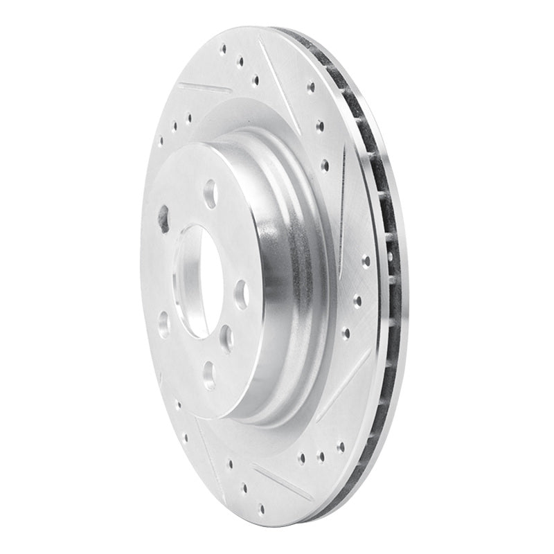R1 16-26 BMW 228I xDrive Gran Coupe Rear Right Drilled & Slotted Silver Brake Rotor-Brake Rotors - Slot & Drilled-Grocery Getter Performance