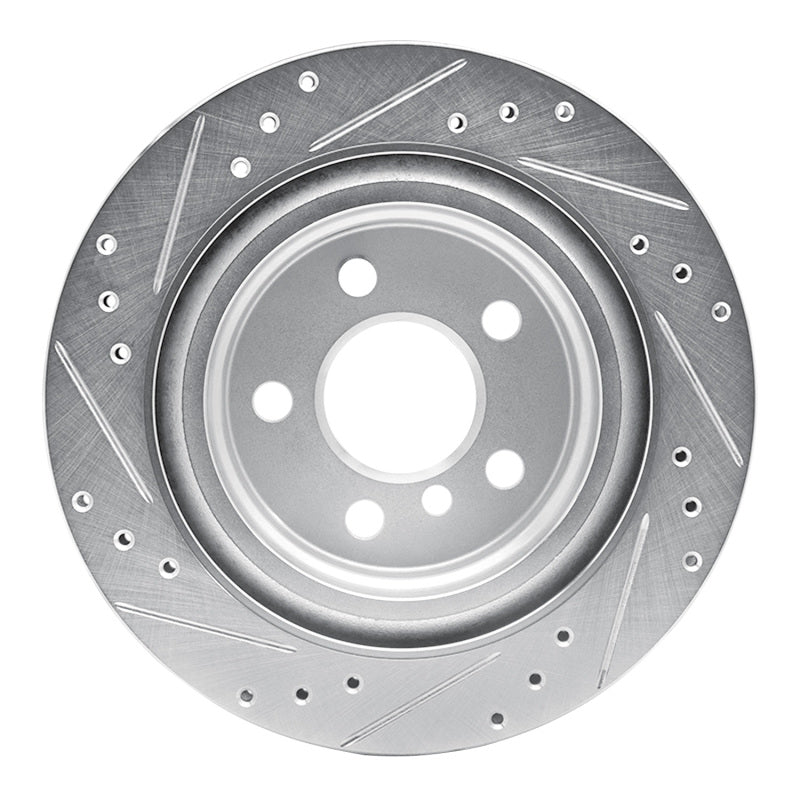 R1 16-26 BMW 228I xDrive Gran Coupe Rear Right Drilled & Slotted Silver Brake Rotor-Brake Rotors - Slot & Drilled-Grocery Getter Performance