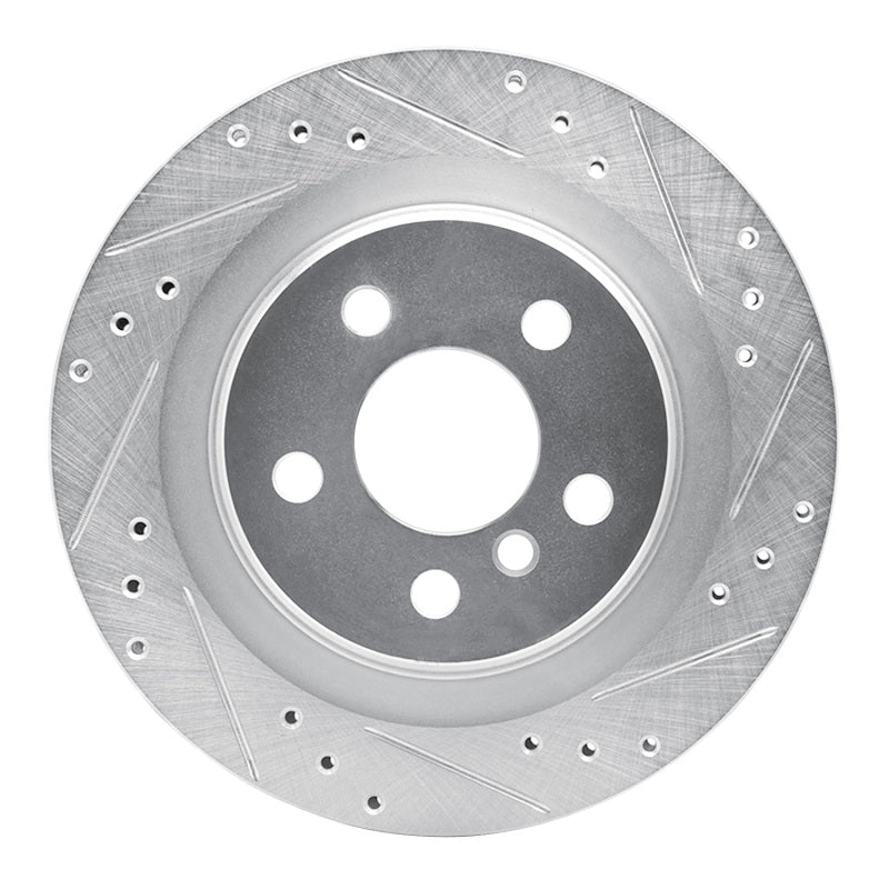 R1 16-26 BMW 228I xDrive Gran Coupe Rear Right Drilled & Slotted Silver Brake Rotor-Brake Rotors - Slot & Drilled-Grocery Getter Performance