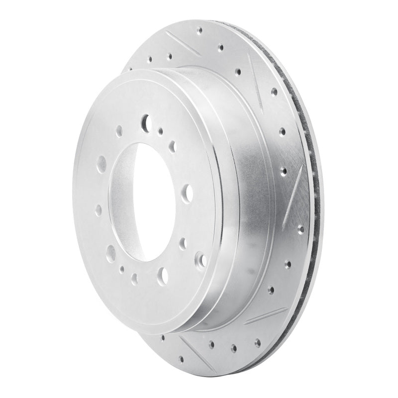 R1 17-21 Toyota Land Cruiser Rear Right Drilled & Slotted Silver Brake Rotor-Brake Rotors - Slot & Drilled-Grocery Getter Performance