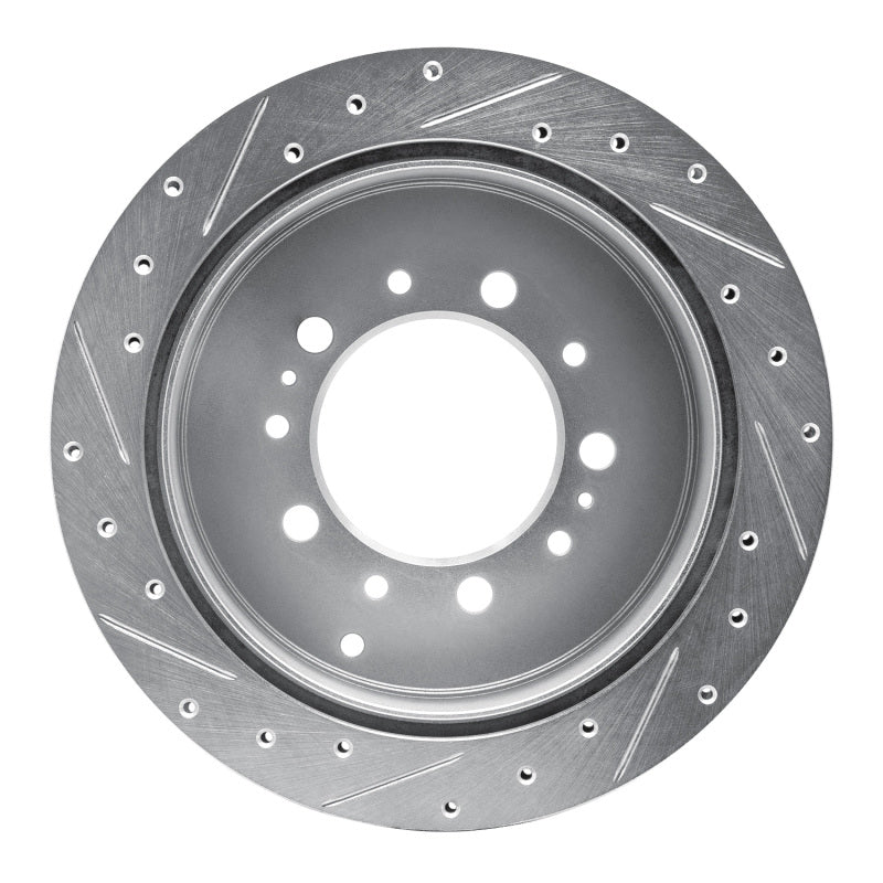 R1 17-21 Toyota Land Cruiser Rear Right Drilled & Slotted Silver Brake Rotor-Brake Rotors - Slot & Drilled-Grocery Getter Performance