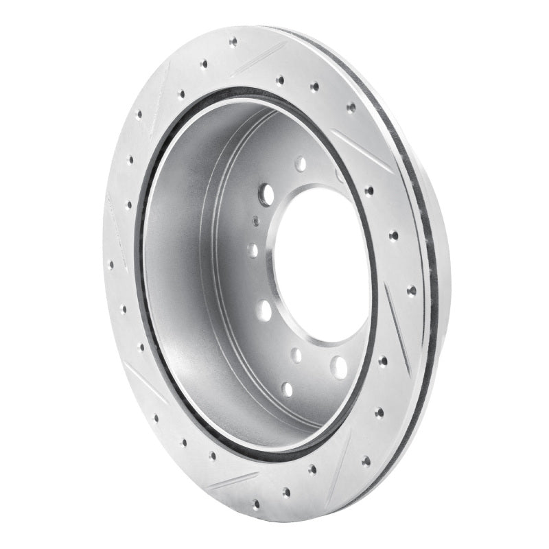 R1 17-21 Toyota Land Cruiser Rear Right Drilled & Slotted Silver Brake Rotor-Brake Rotors - Slot & Drilled-Grocery Getter Performance