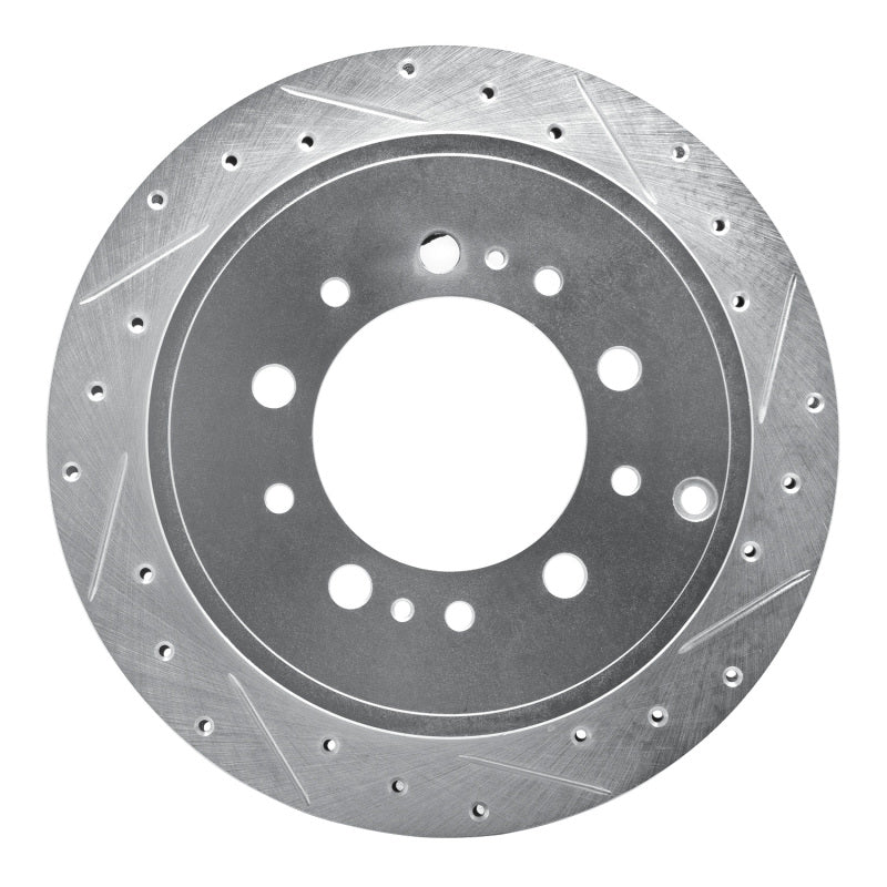 R1 17-21 Toyota Land Cruiser Rear Right Drilled & Slotted Silver Brake Rotor-Brake Rotors - Slot & Drilled-Grocery Getter Performance