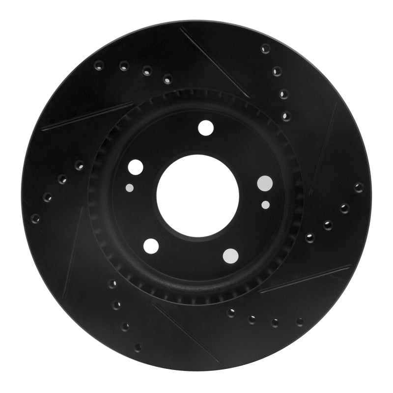 R1 17-22 Hyundai Ioniq Front Left Drilled & Slotted Black Brake Rotor-Brake Rotors - Slot & Drilled-Grocery Getter Performance