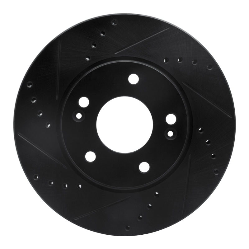 R1 17-22 Hyundai Ioniq Front Left Drilled & Slotted Black Brake Rotor-Brake Rotors - Slot & Drilled-Grocery Getter Performance