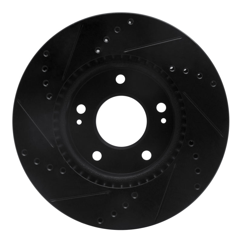 R1 17-22 Hyundai Ioniq Front Right Drilled & Slotted Black Brake Rotor-Brake Rotors - Slot & Drilled-Grocery Getter Performance
