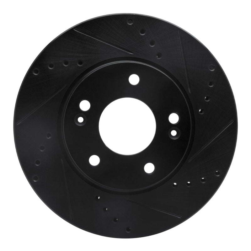 R1 17-22 Hyundai Ioniq Front Right Drilled & Slotted Black Brake Rotor-Brake Rotors - Slot & Drilled-Grocery Getter Performance