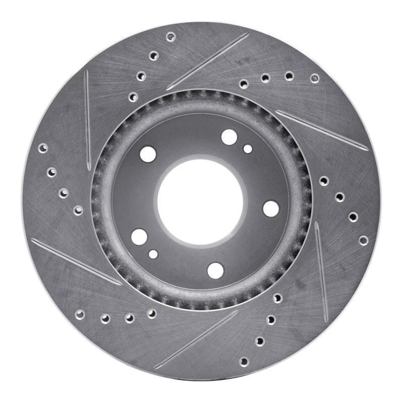 R1 17-22 Hyundai Ioniq Front Right Drilled & Slotted Silver Brake Rotor-Brake Rotors - Slot & Drilled-Grocery Getter Performance