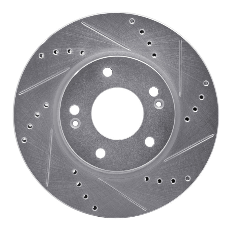 R1 17-22 Hyundai Ioniq Front Right Drilled & Slotted Silver Brake Rotor-Brake Rotors - Slot & Drilled-Grocery Getter Performance