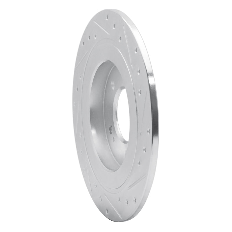 R1 17-23 Hyundai Kona EV Rear Left Drilled & Slotted Silver Brake Rotor-Brake Rotors - Slot & Drilled-Grocery Getter Performance