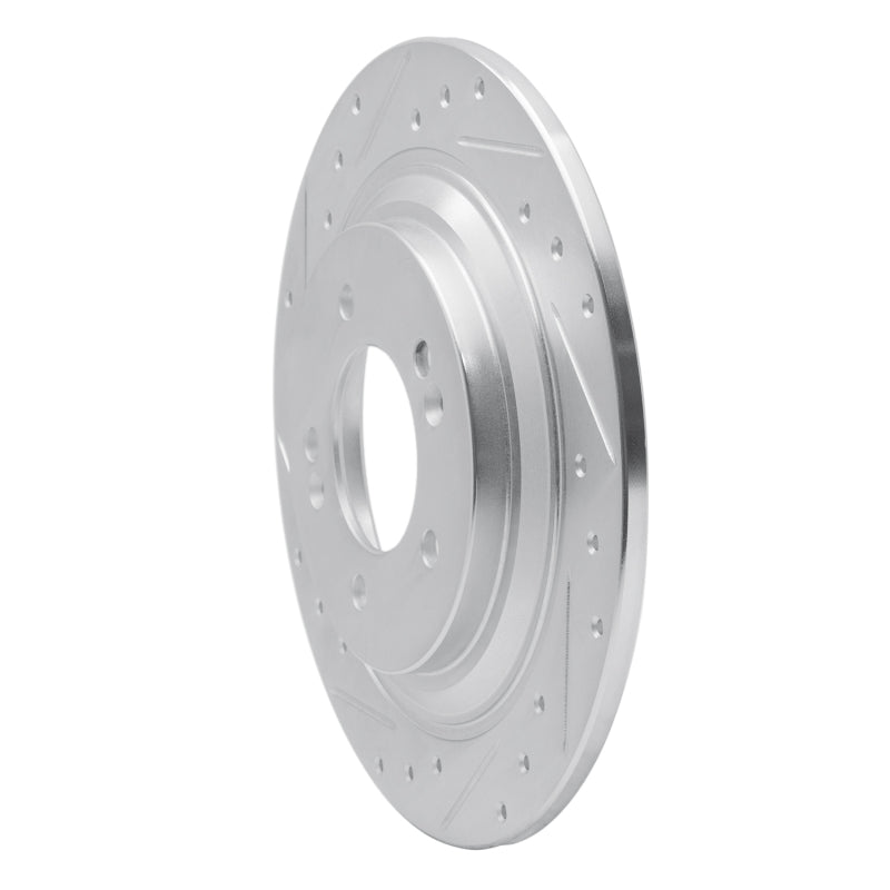 R1 17-23 Hyundai Kona EV Rear Left Drilled & Slotted Silver Brake Rotor-Brake Rotors - Slot & Drilled-Grocery Getter Performance