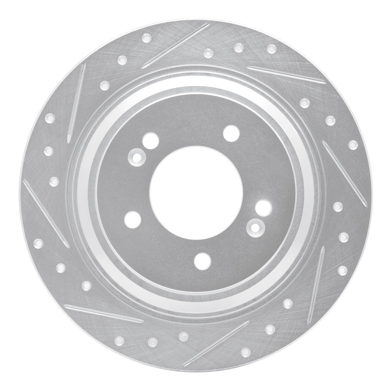 R1 17-23 Hyundai Kona EV Rear Left Drilled & Slotted Silver Brake Rotor-Brake Rotors - Slot & Drilled-Grocery Getter Performance