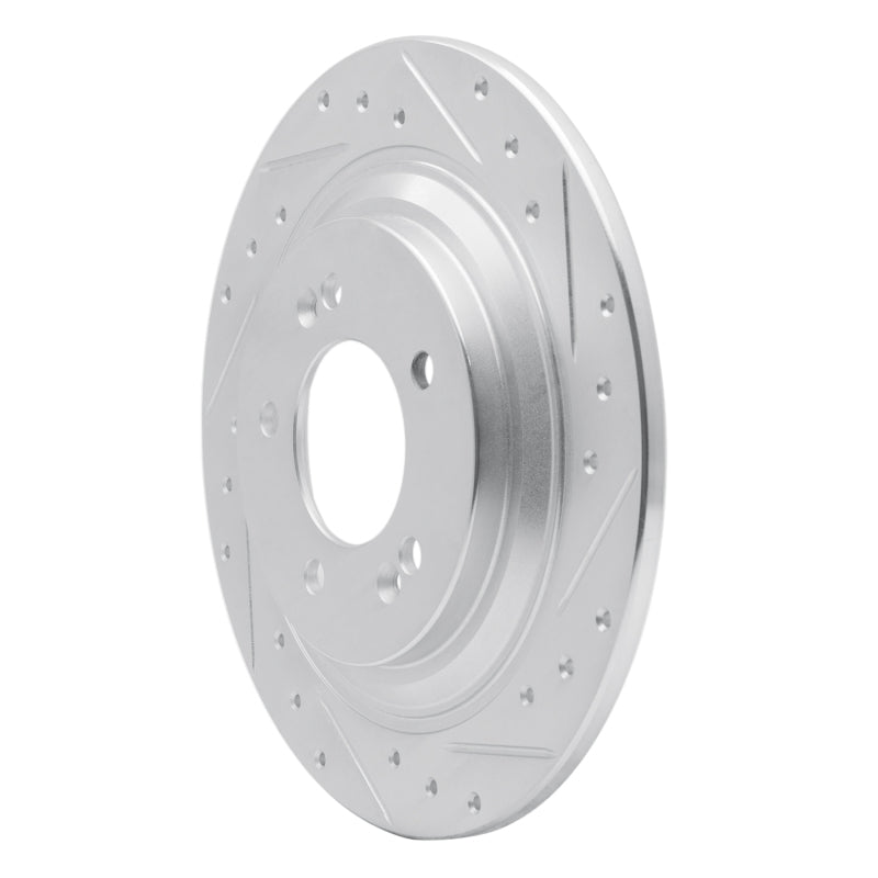 R1 17-23 Hyundai Kona EV Rear Right Drilled & Slotted Silver Brake Rotor-Brake Rotors - Slot & Drilled-Grocery Getter Performance