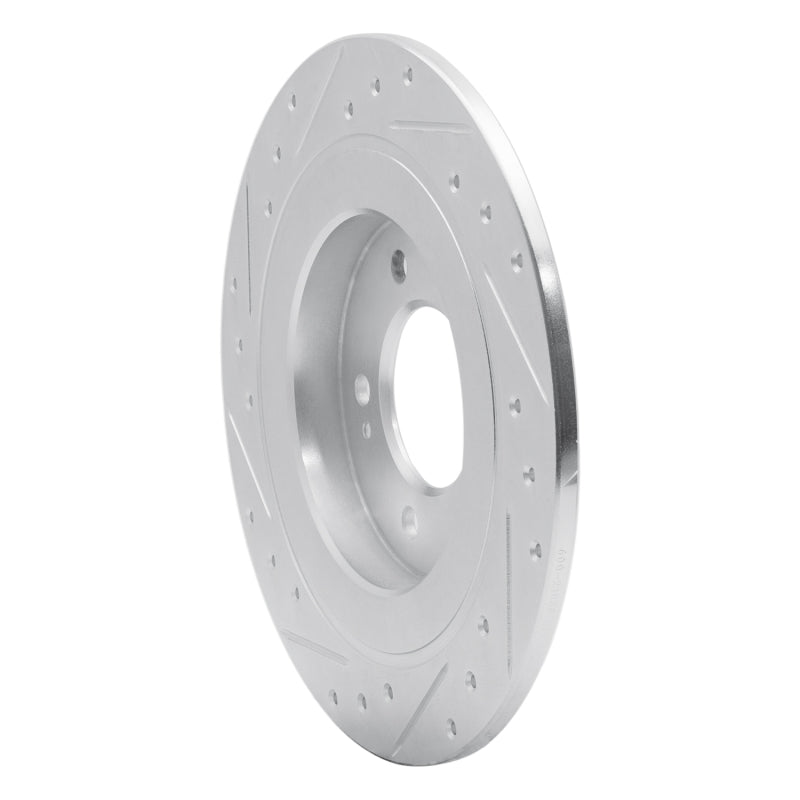 R1 17-23 Hyundai Kona EV Rear Right Drilled & Slotted Silver Brake Rotor-Brake Rotors - Slot & Drilled-Grocery Getter Performance
