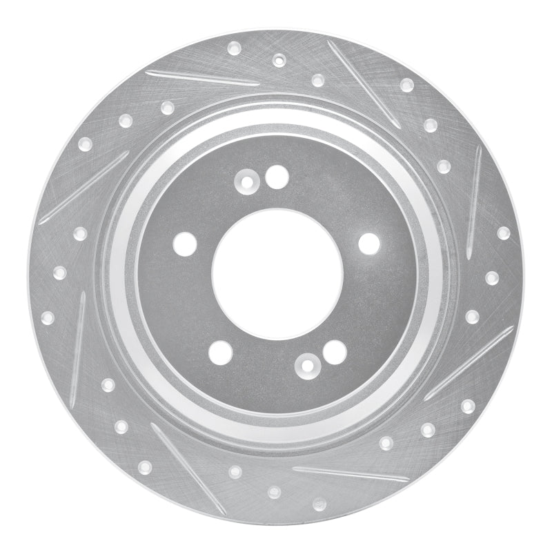 R1 17-23 Hyundai Kona EV Rear Right Drilled & Slotted Silver Brake Rotor-Brake Rotors - Slot & Drilled-Grocery Getter Performance