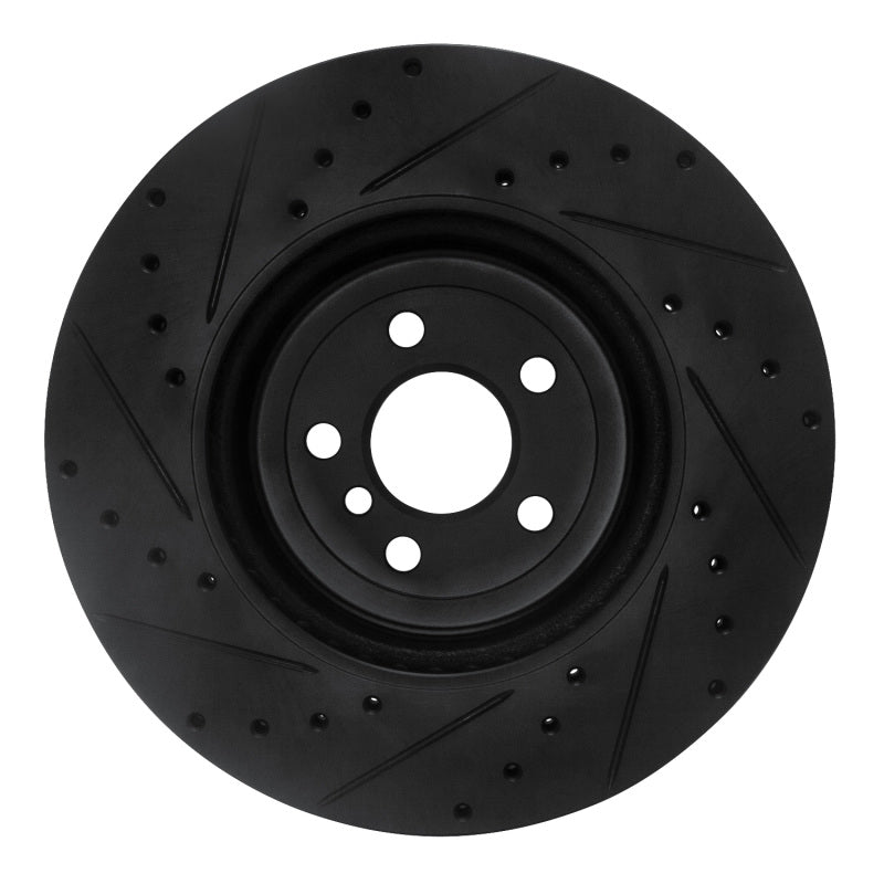 R1 17-25 BMW 330I Front Right Drilled & Slotted Black Brake Rotor-Brake Rotors - Slot & Drilled-Grocery Getter Performance