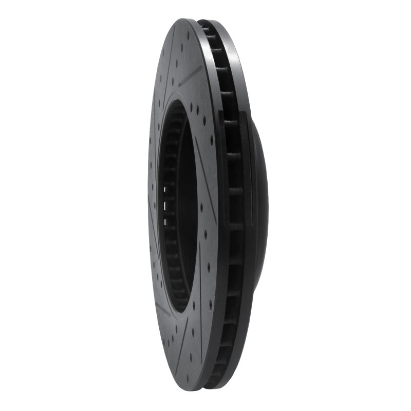 R1 17-25 BMW 330I Front Right Drilled & Slotted Black Brake Rotor-Brake Rotors - Slot & Drilled-Grocery Getter Performance