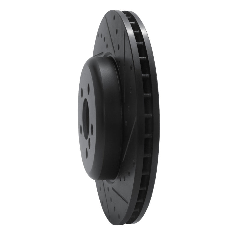 R1 17-25 BMW 330I Front Right Drilled & Slotted Black Brake Rotor-Brake Rotors - Slot & Drilled-Grocery Getter Performance