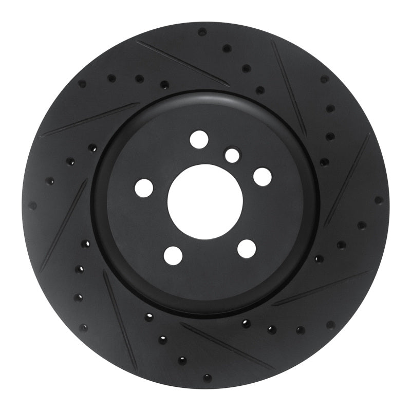 R1 17-25 BMW 330I Front Right Drilled & Slotted Black Brake Rotor-Brake Rotors - Slot & Drilled-Grocery Getter Performance