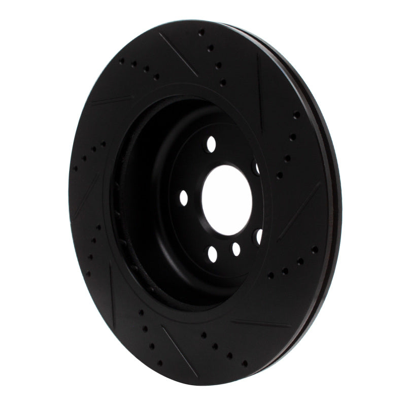 R1 17-25 BMW 430I Right Rear Drilled & Slotted Black Brake Rotor-Brake Rotors - Slot & Drilled-Grocery Getter Performance