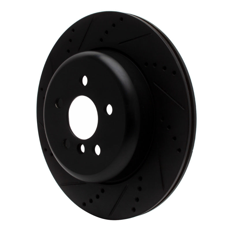 R1 17-25 BMW 430I Right Rear Drilled & Slotted Black Brake Rotor-Brake Rotors - Slot & Drilled-Grocery Getter Performance