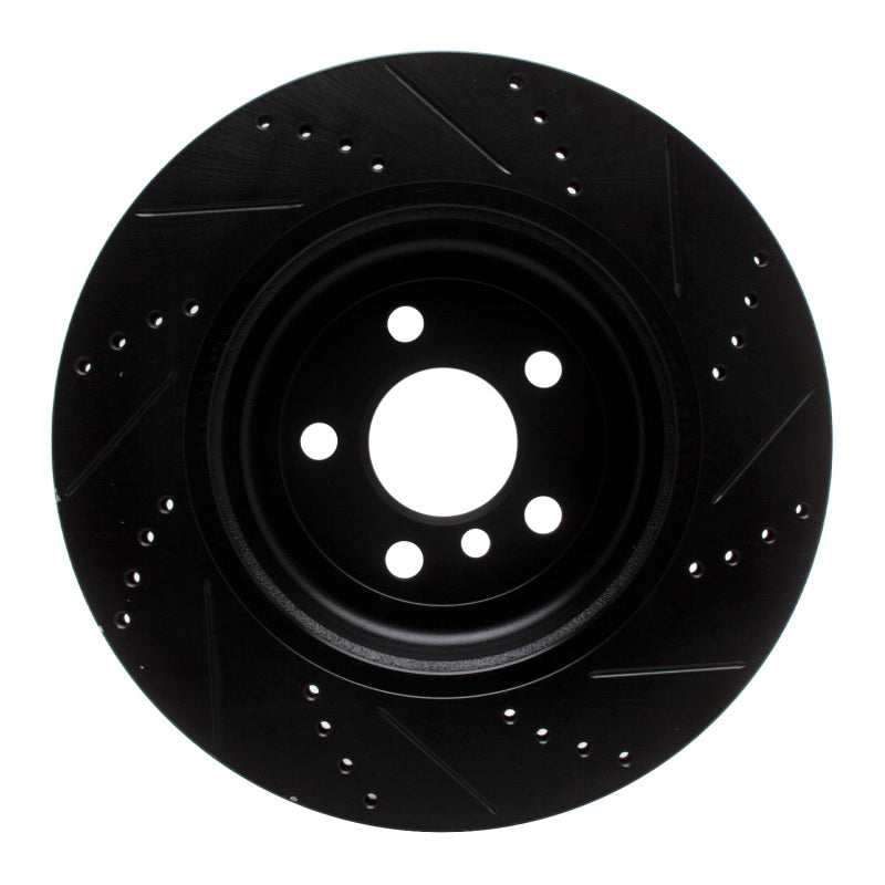 R1 17-25 BMW 430I Right Rear Drilled & Slotted Black Brake Rotor-Brake Rotors - Slot & Drilled-Grocery Getter Performance