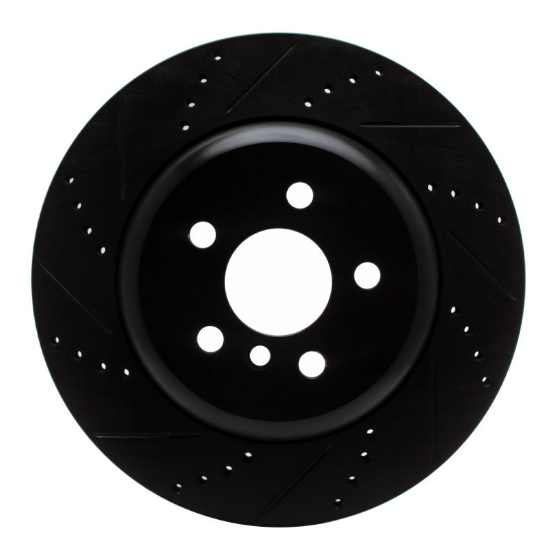 R1 17-25 BMW 430I Right Rear Drilled & Slotted Black Brake Rotor-Brake Rotors - Slot & Drilled-Grocery Getter Performance