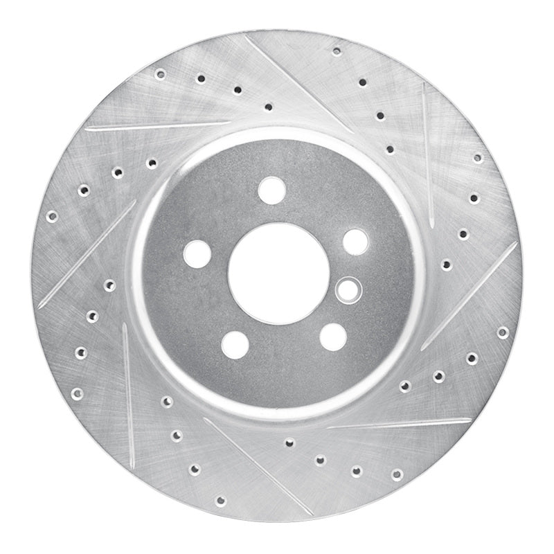 R1 17-25 BMW 430I xDrive Front Right Drilled & Slotted Silver Brake Rotor-Brake Rotors - Slot & Drilled-Grocery Getter Performance