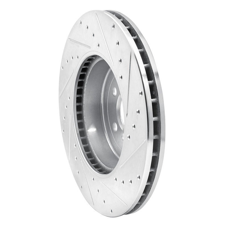 R1 17-25 BMW 530E Front Left Drilled & Slotted Silver Brake Rotor-Brake Rotors - Slot & Drilled-Grocery Getter Performance