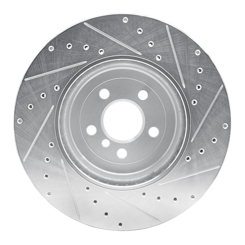 R1 17-25 BMW 530E Front Left Drilled & Slotted Silver Brake Rotor-Brake Rotors - Slot & Drilled-Grocery Getter Performance