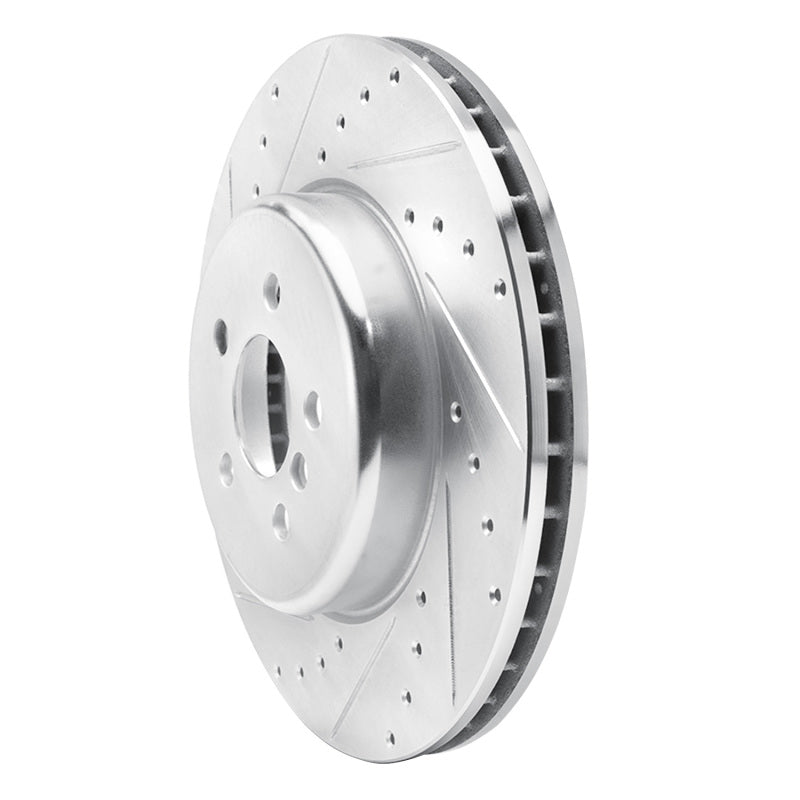 R1 17-25 BMW 530E Front Left Drilled & Slotted Silver Brake Rotor-Brake Rotors - Slot & Drilled-Grocery Getter Performance