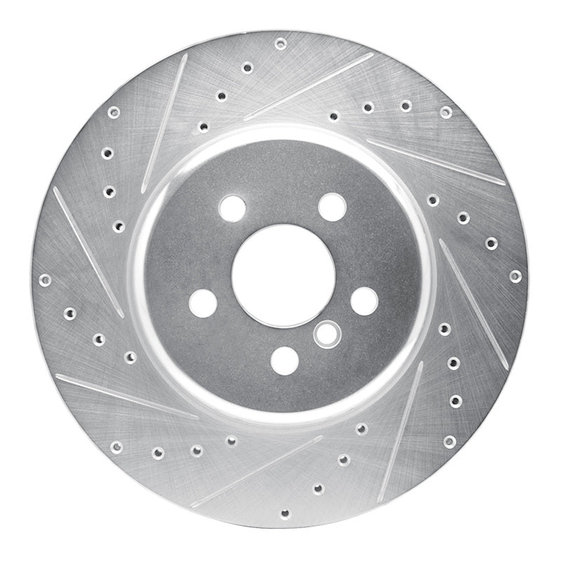 R1 17-25 BMW 530E Front Left Drilled & Slotted Silver Brake Rotor-Brake Rotors - Slot & Drilled-Grocery Getter Performance