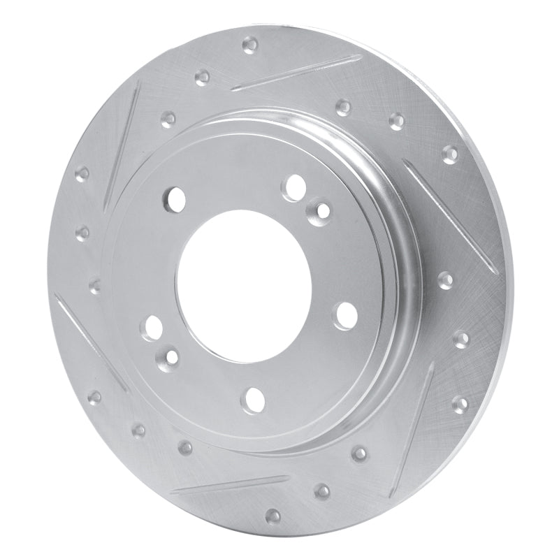 R1 17-25 Hyundai Elantra GT Rear Left Drilled & Slotted Silver Brake Rotor-Brake Rotors - Slot & Drilled-Grocery Getter Performance