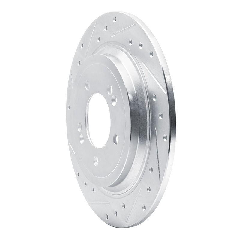 R1 17-25 Hyundai Nexo Rear Left Drilled & Slotted Silver Brake Rotor-Brake Rotors - Slot & Drilled-Grocery Getter Performance