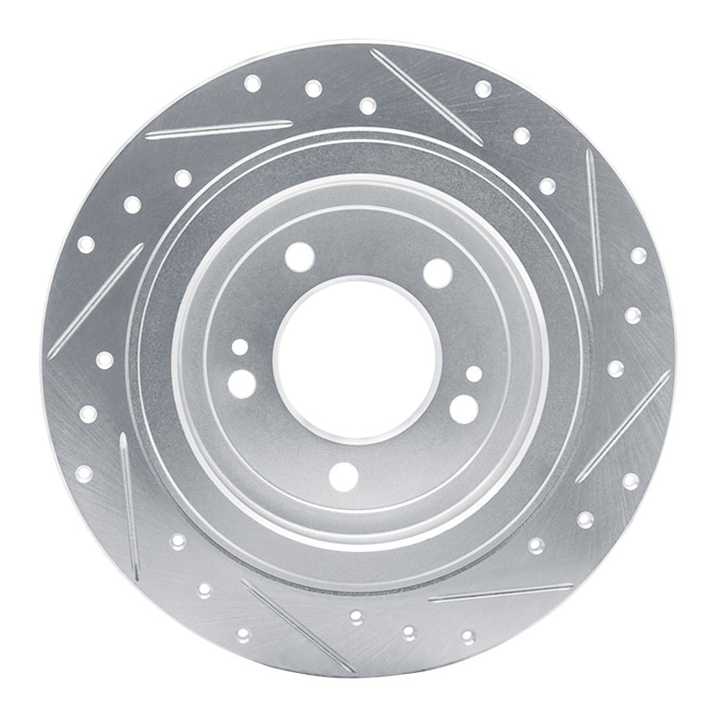 R1 17-25 Hyundai Nexo Rear Left Drilled & Slotted Silver Brake Rotor-Brake Rotors - Slot & Drilled-Grocery Getter Performance