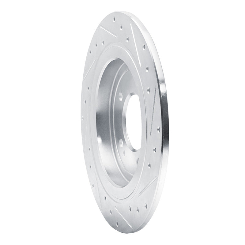 R1 17-25 Hyundai Nexo Rear Left Drilled & Slotted Silver Brake Rotor-Brake Rotors - Slot & Drilled-Grocery Getter Performance