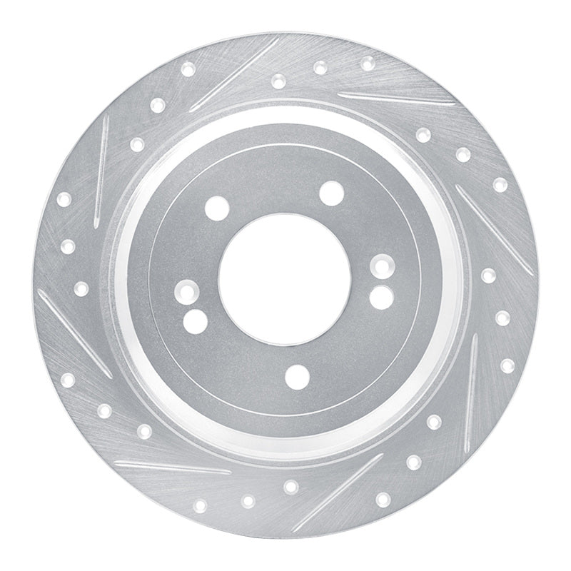 R1 17-25 Hyundai Nexo Rear Left Drilled & Slotted Silver Brake Rotor-Brake Rotors - Slot & Drilled-Grocery Getter Performance