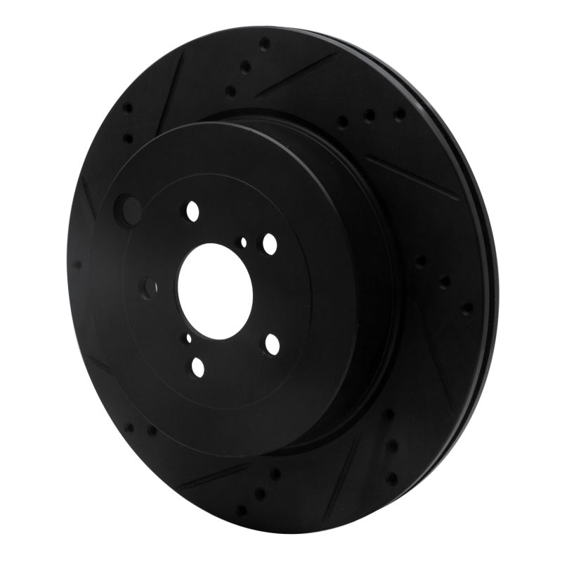 R1 17-25 Subaru BRZ Rear Left Drilled & Slotted Black Brake Rotor-Brake Rotors - Slot & Drilled-Grocery Getter Performance