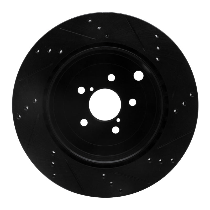 R1 17-25 Subaru BRZ Rear Left Drilled & Slotted Black Brake Rotor-Brake Rotors - Slot & Drilled-Grocery Getter Performance