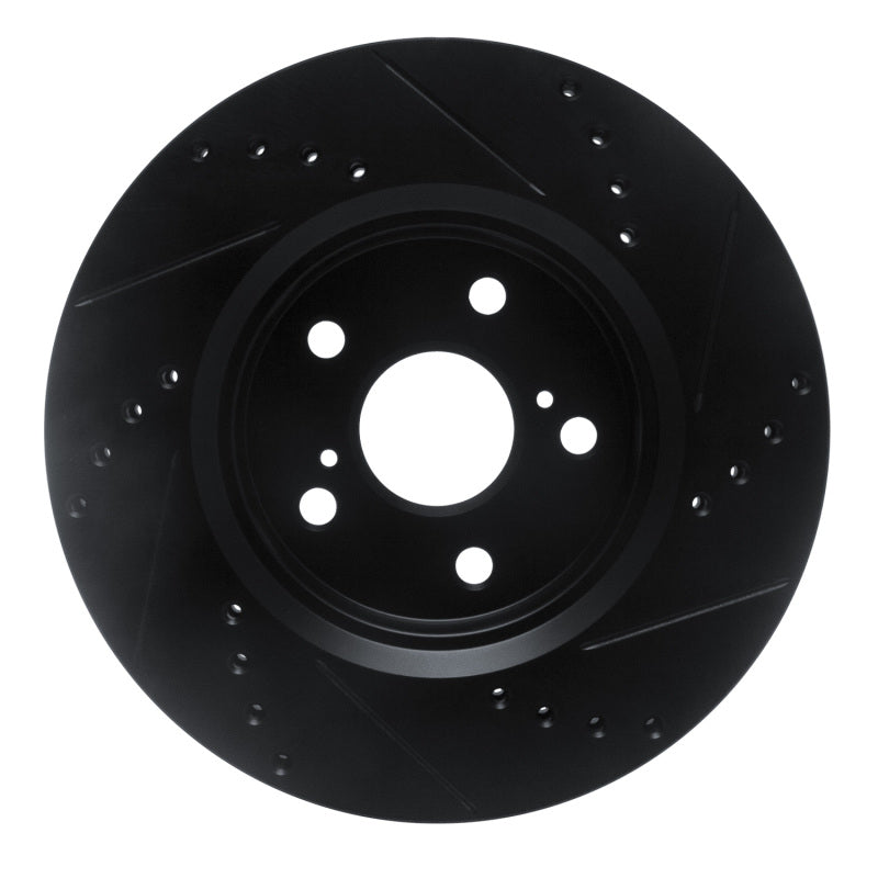 R1 18-22 Toyota C-HR Front Left Drilled & Slotted Black Brake Rotor-Brake Rotors - Slot & Drilled-Grocery Getter Performance