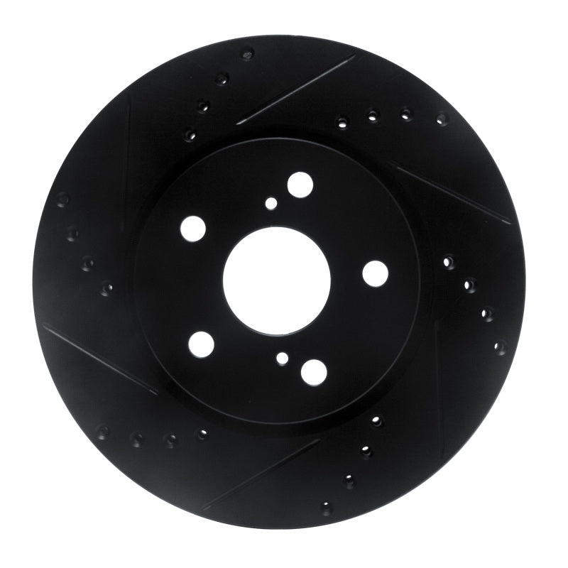 R1 18-22 Toyota C-HR Front Left Drilled & Slotted Black Brake Rotor-Brake Rotors - Slot & Drilled-Grocery Getter Performance