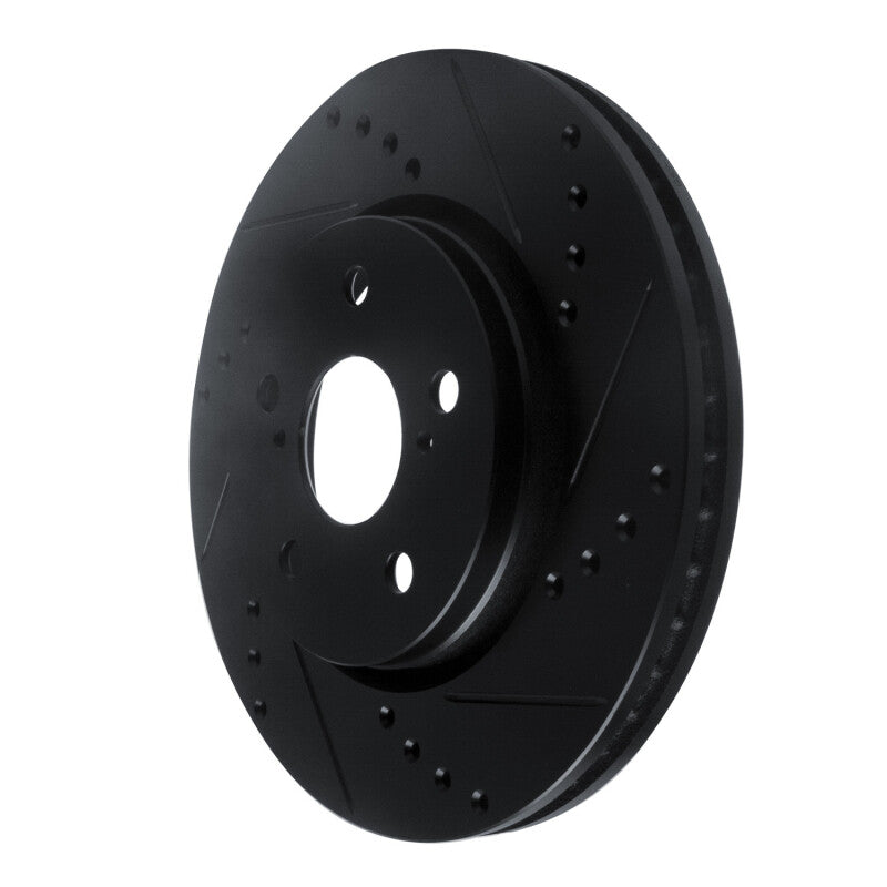 R1 18-22 Toyota C-HR Front Right Drilled & Slotted Black Brake Rotor-Brake Rotors - Slot & Drilled-Grocery Getter Performance