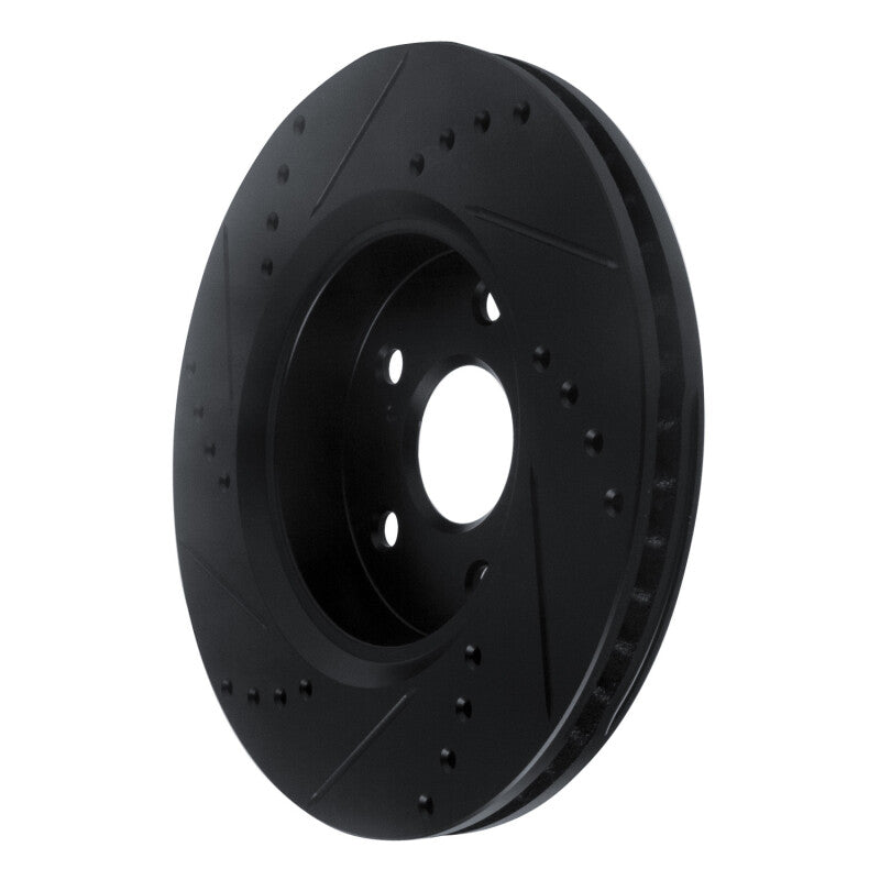 R1 18-22 Toyota C-HR Front Right Drilled & Slotted Black Brake Rotor-Brake Rotors - Slot & Drilled-Grocery Getter Performance