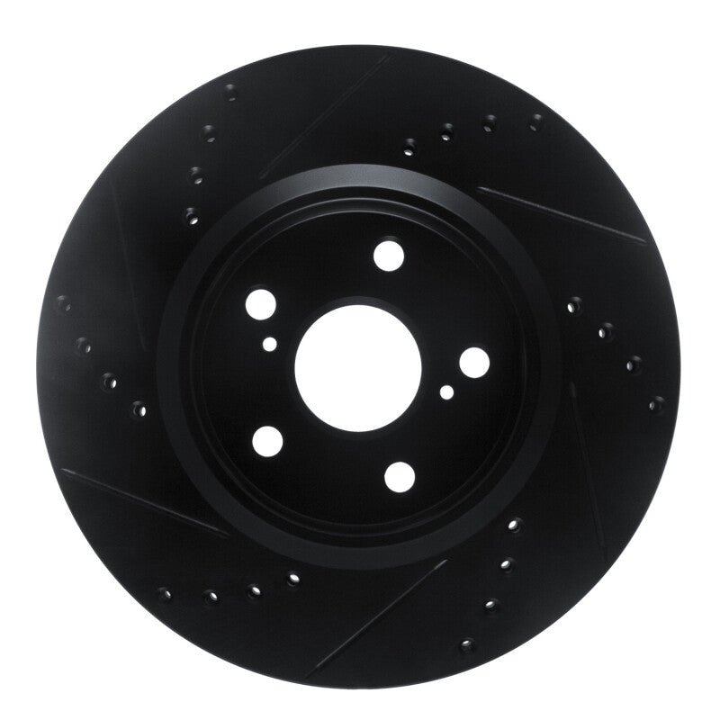 R1 18-22 Toyota C-HR Front Right Drilled & Slotted Black Brake Rotor-Brake Rotors - Slot & Drilled-Grocery Getter Performance