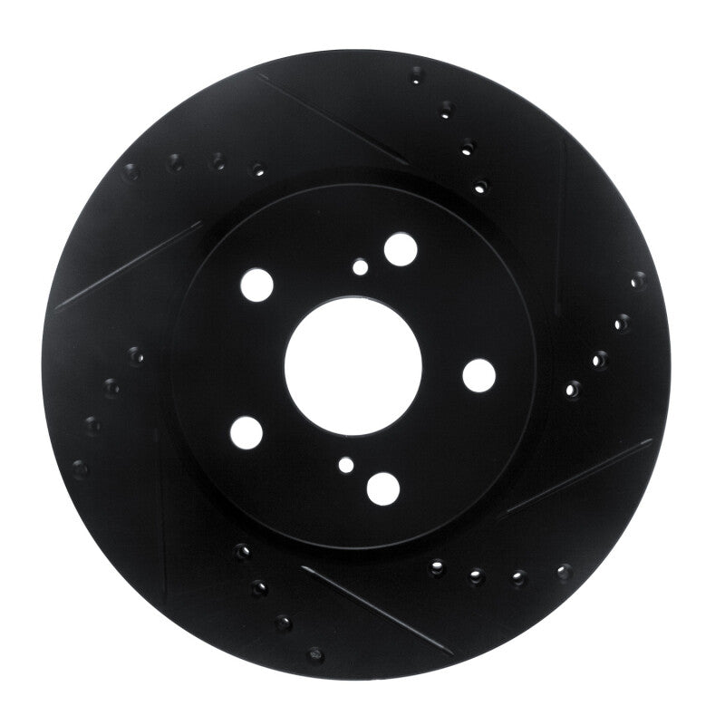 R1 18-22 Toyota C-HR Front Right Drilled & Slotted Black Brake Rotor-Brake Rotors - Slot & Drilled-Grocery Getter Performance