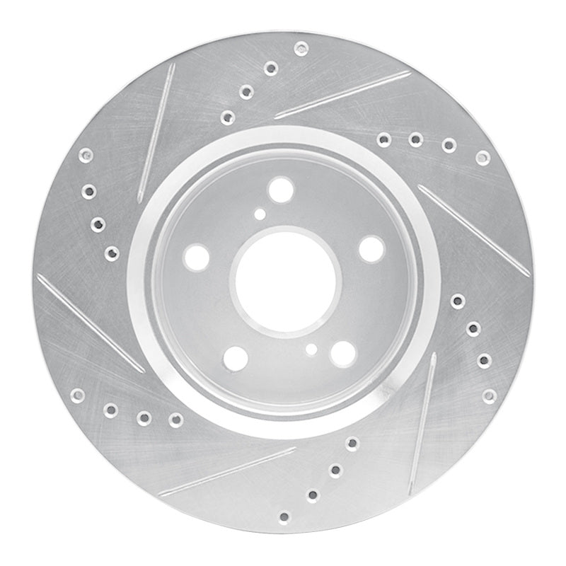 R1 18-22 Toyota C-HR Front Right Drilled & Slotted Silver Brake Rotor-Brake Rotors - Slot & Drilled-Grocery Getter Performance