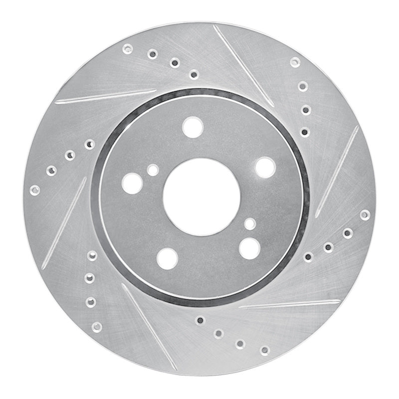 R1 18-22 Toyota C-HR Front Right Drilled & Slotted Silver Brake Rotor-Brake Rotors - Slot & Drilled-Grocery Getter Performance