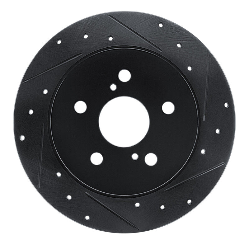 R1 18-22 Toyota C-HR Rear Right Drilled & Slotted Black Brake Rotor-Brake Rotors - Slot & Drilled-Grocery Getter Performance