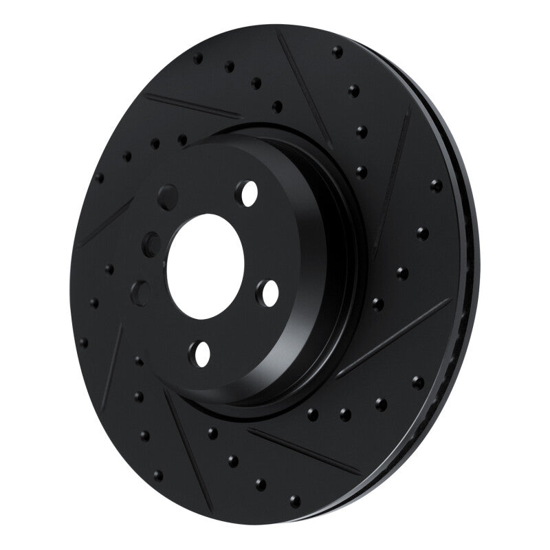 R1 18-25 BMW 330I Front Right Drilled & Slotted Black Brake Rotor-Brake Rotors - Slot & Drilled-Grocery Getter Performance