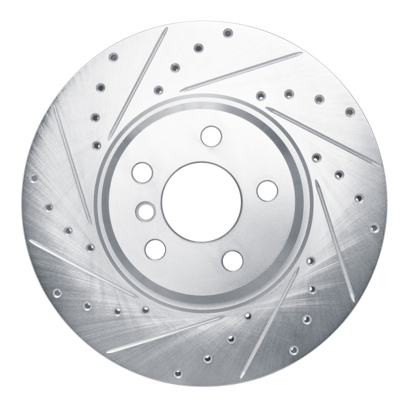 R1 18-25 BMW Z4 Front Left Drilled & Slotted Silver Brake Rotor-Brake Rotors - Slot & Drilled-Grocery Getter Performance